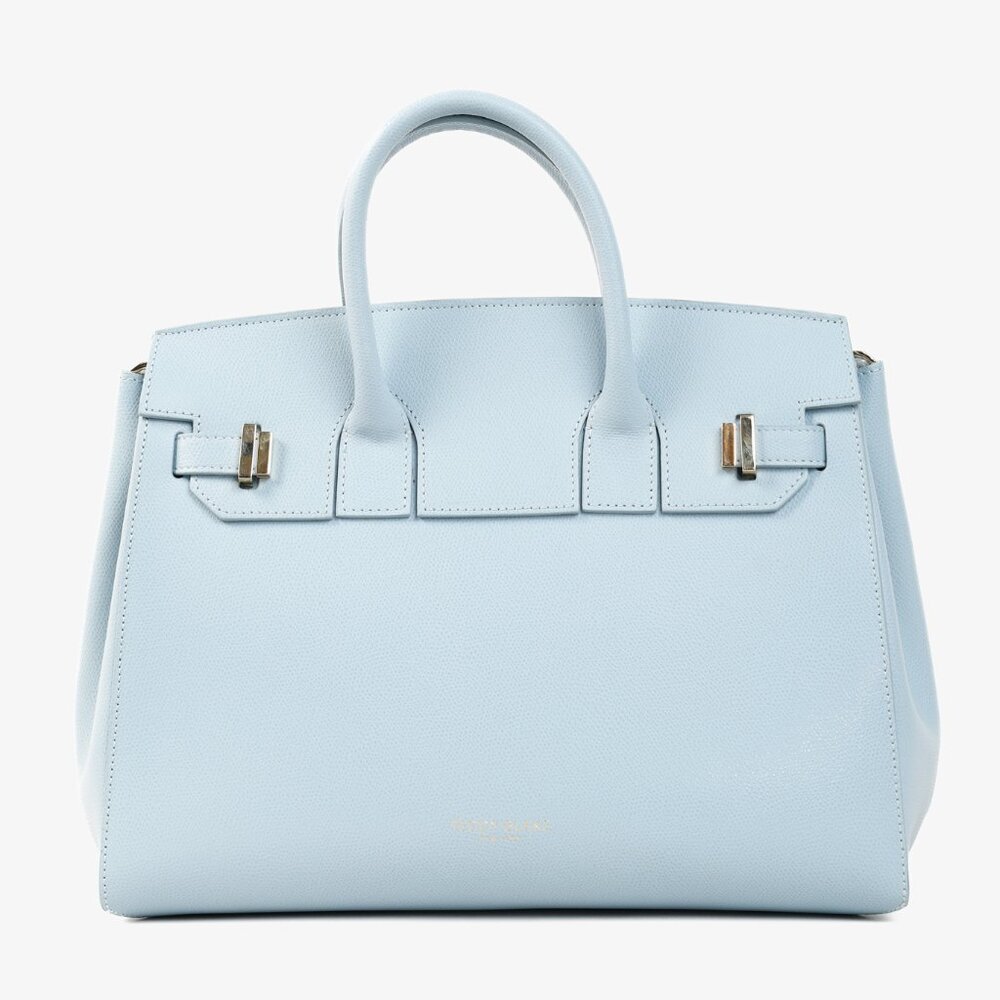 Teddy Blake Gigi Pebbled Leather Top Handle Light Blue Handbag
